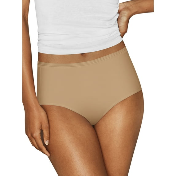 Hanes Women's Perfect Match Nude Cotton Brief, 4-Pack