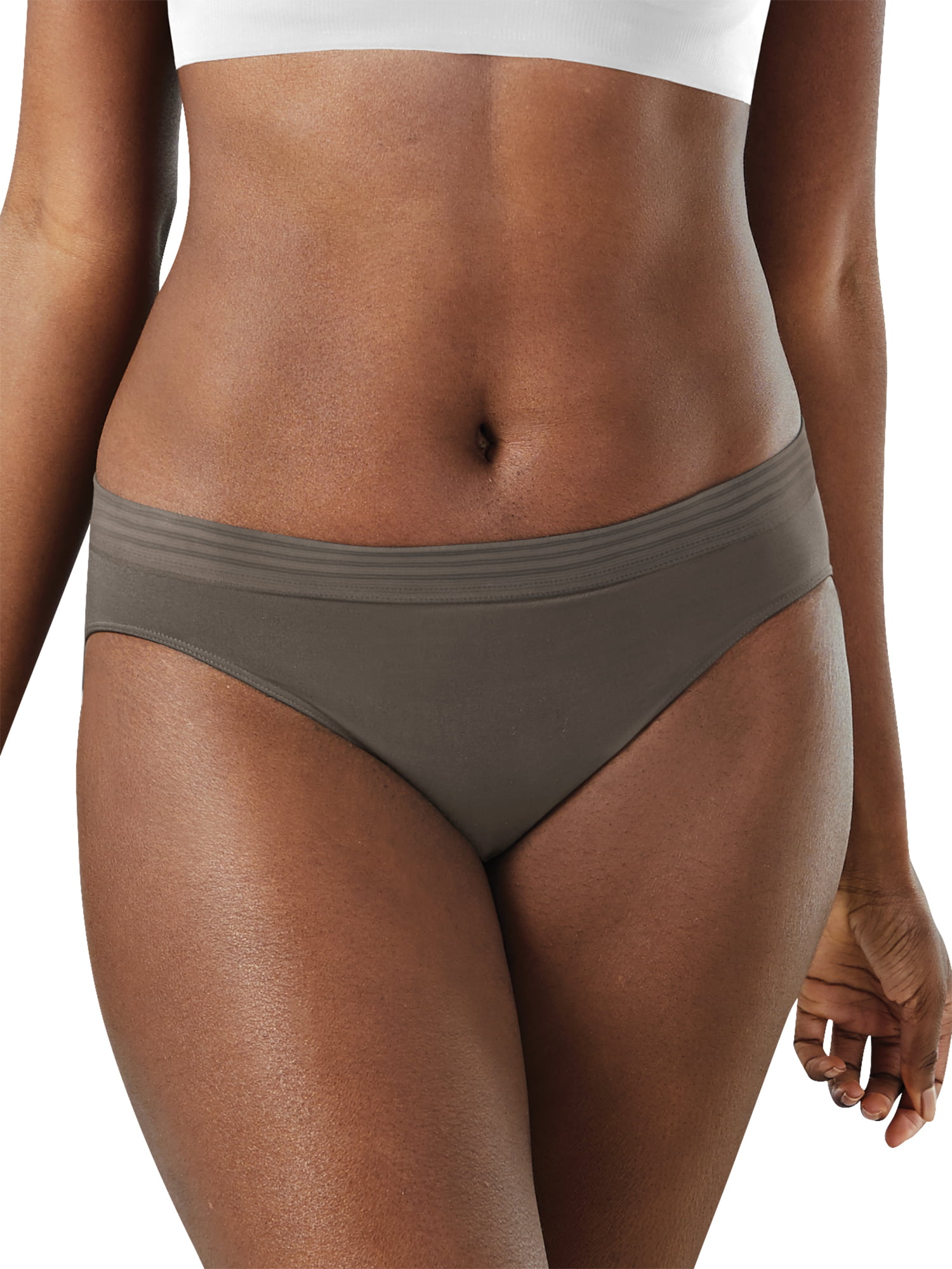 Hanes Women's Perfect Match Nude Microfiber Bikini, 3-Pack 