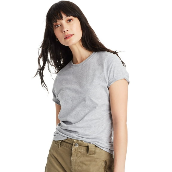 Hanes Women’s Perfect-T Short Sleeve Crew T-Shirt Light Steel 2XL