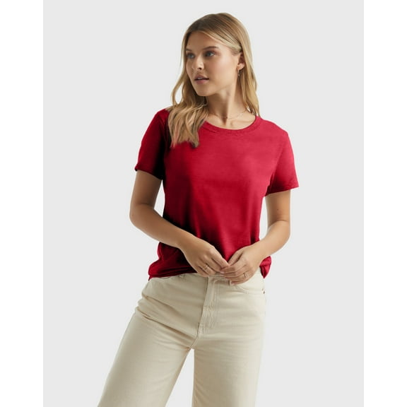 Hanes Perfect-T Women's Cotton Crewneck T-Shirt Deep Red M