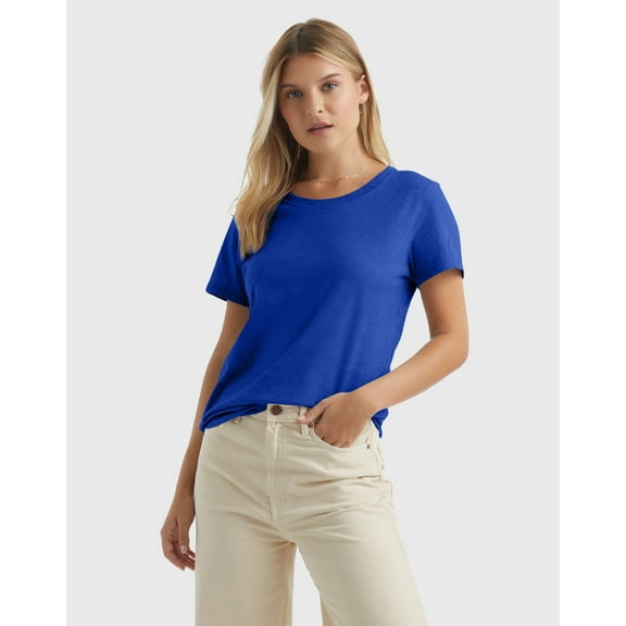 Hanes Perfect-T Women's Cotton Crewneck T-Shirt Deep Royal S