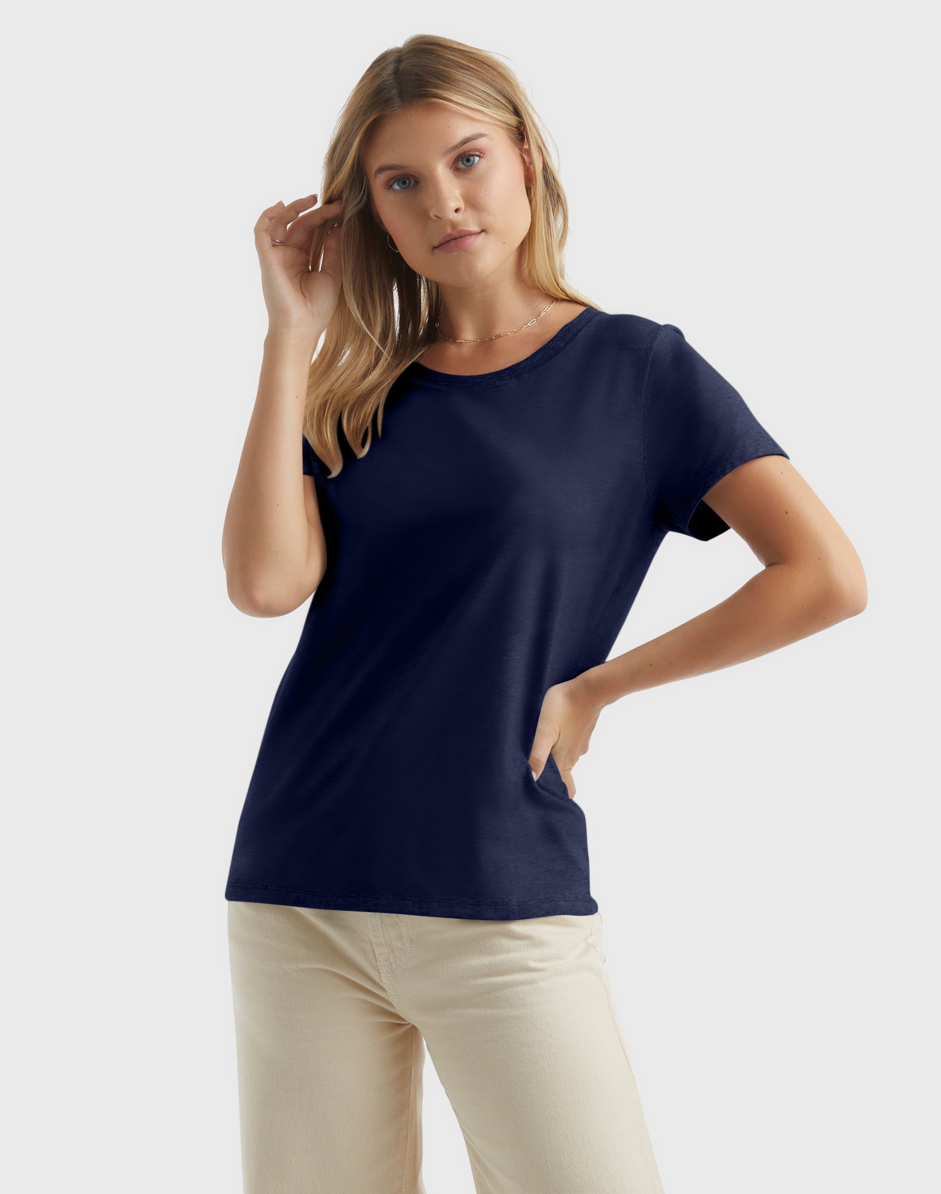 Hanes Perfect-T Women's Cotton Crewneck T-Shirt Navy M - Walmart.com