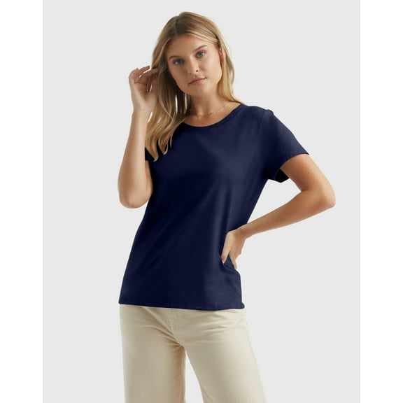 Hanes Perfect-T Women's Cotton Crewneck T-Shirt Navy L