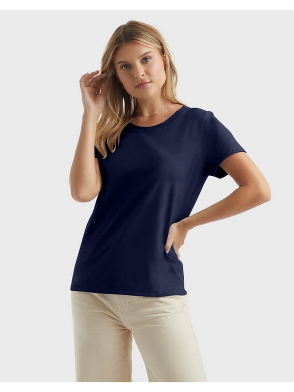 Perfect-T Women's Cotton Crewneck T-Shirt Navy L