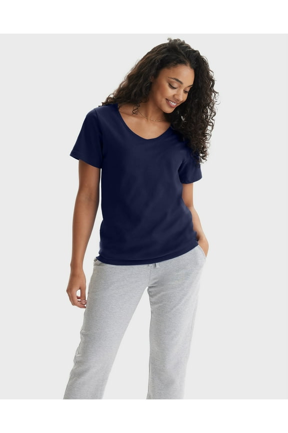 Perfect-T Women's V-Neck Cotton T-Shirt Navy S