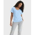 thumbnail image 1 of Hanes Perfect-T Women's V-Neck Cotton T-Shirt Light Blue XL, 1 of 5