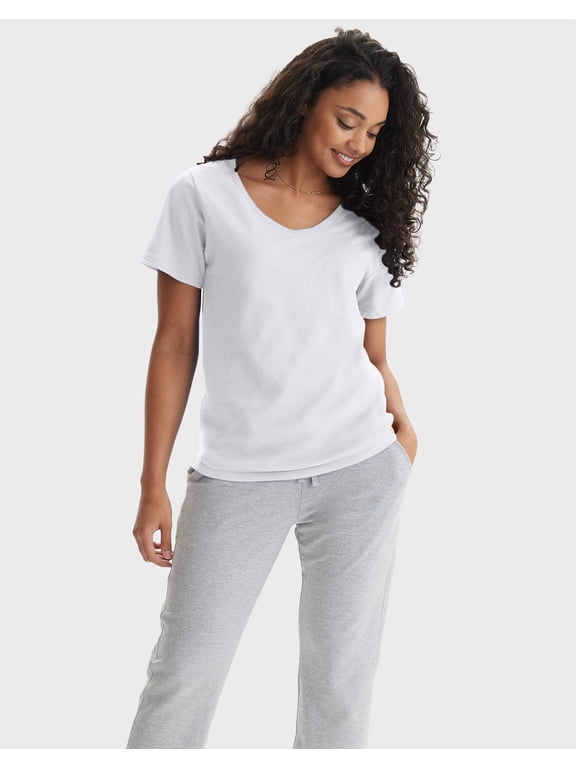 Perfect-T Women's V-Neck Cotton T-Shirt White L