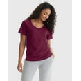thumbnail image 1 of Hanes Perfect-T Women's V-Neck Cotton T-Shirt Maroon 2XL, 1 of 5