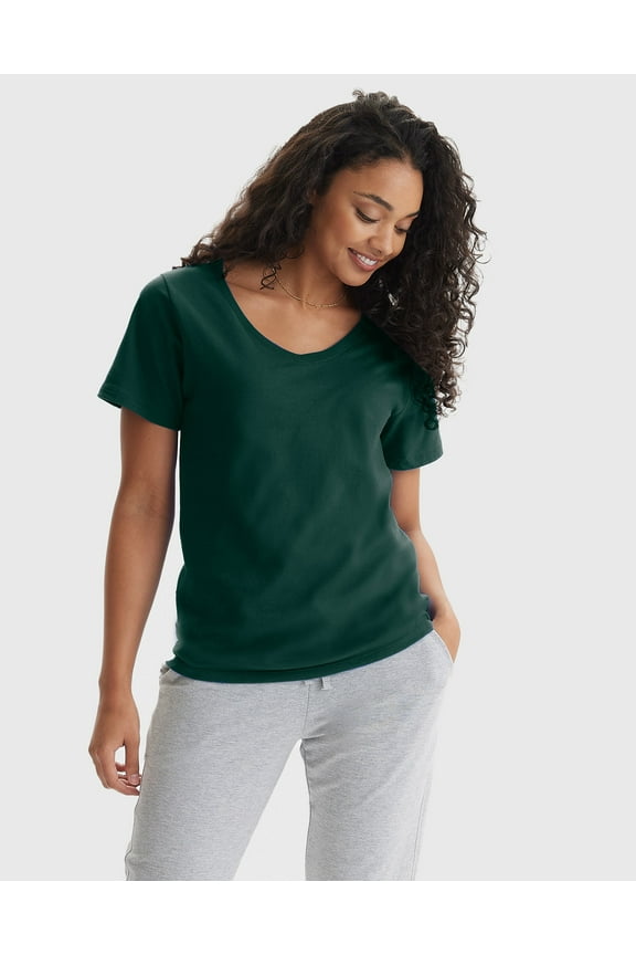Perfect-T Women's V-Neck Cotton T-Shirt Deep Forest S
