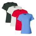thumbnail image 1 of Hanes Women's Perfect-T T-Shirt, Bulk Tee, 100% Ring-Spun USA Cotton, 4.5 oz. Assorted Short Sleeve Crewneck Plain Tees, Mixed Color Solid T-shirts (Bright Color 4 Pack, L), 1 of 7