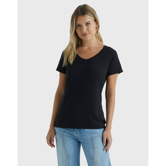 Hanes Perfect-T Women's Tri-Blend V-Neck T-Shirt Black 3XL
