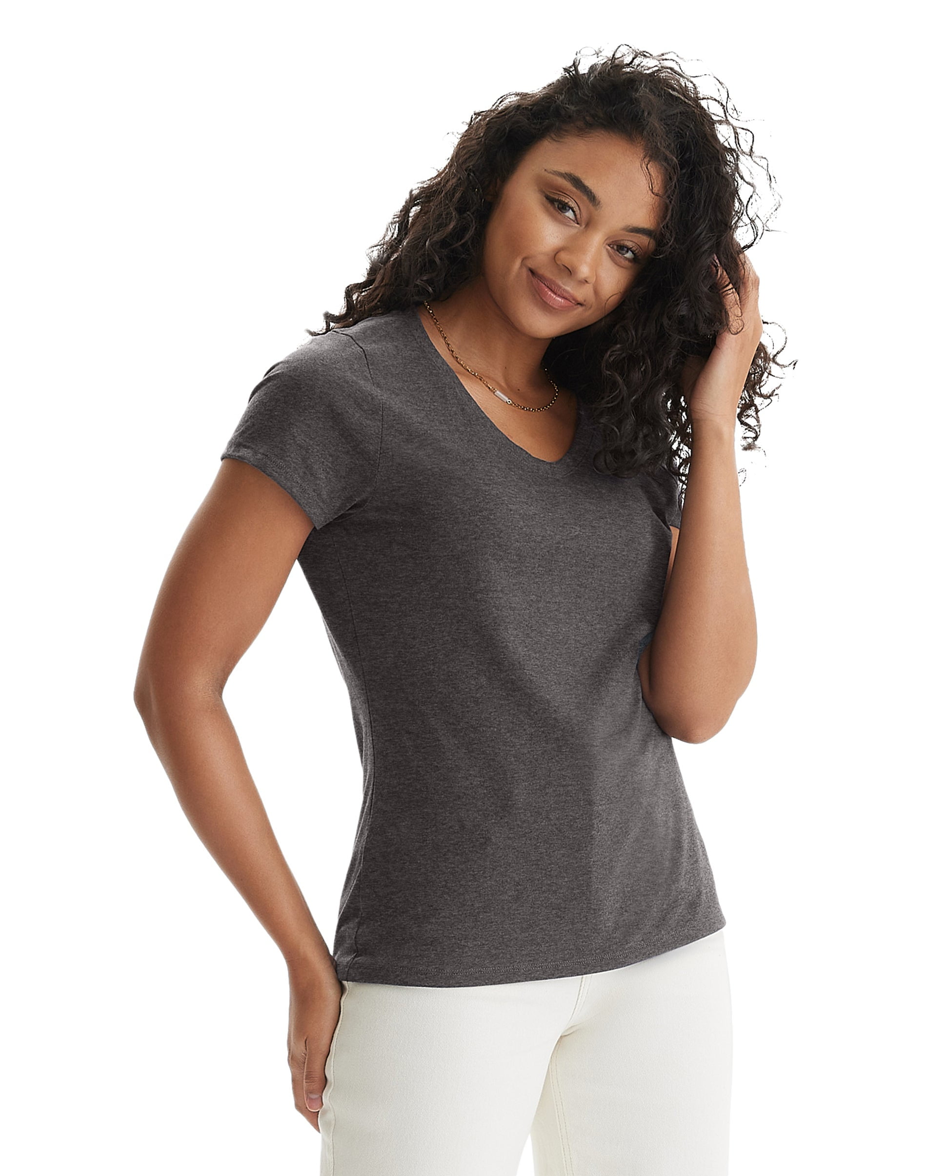 Hanes Perfect-T Women's T-Shirt 5XL In Carolina Blue - Super Soft Ringspun Cotton - View #4