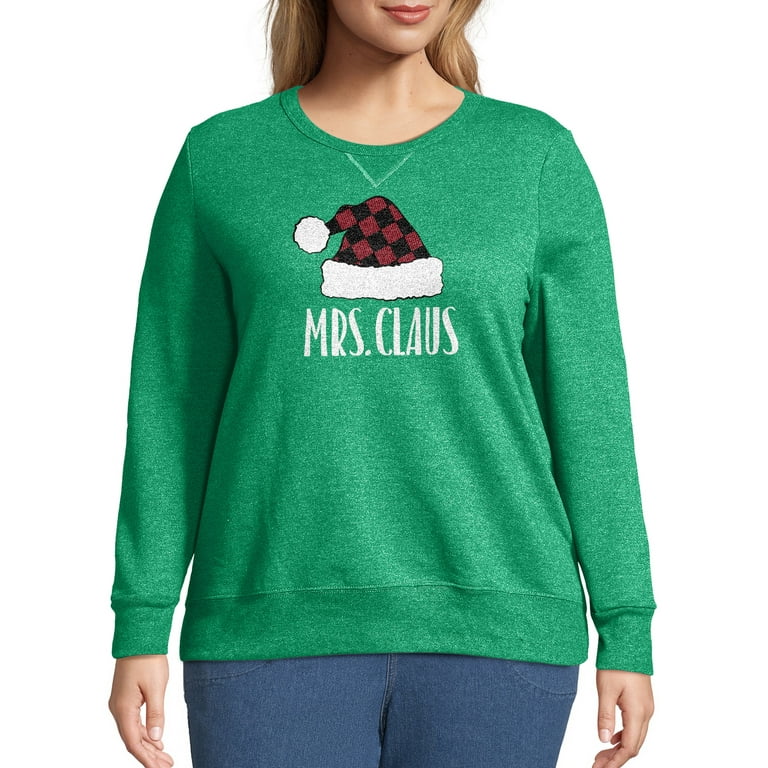 Hanes Women s Plus Mrs. Claus Ugly Christmas Sweatshirt
