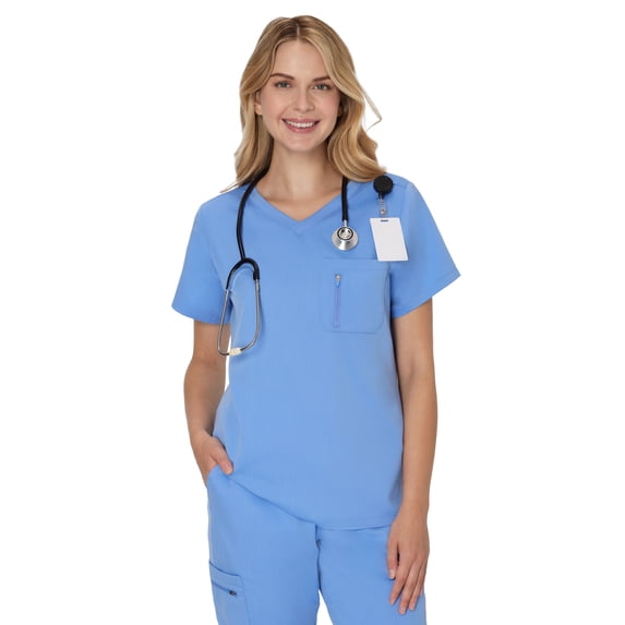 Hanes Women's Scrubs V-Neck Scrub Top, Premium, Short Sleeve, 1 Pocket, Sizes XS-3XL