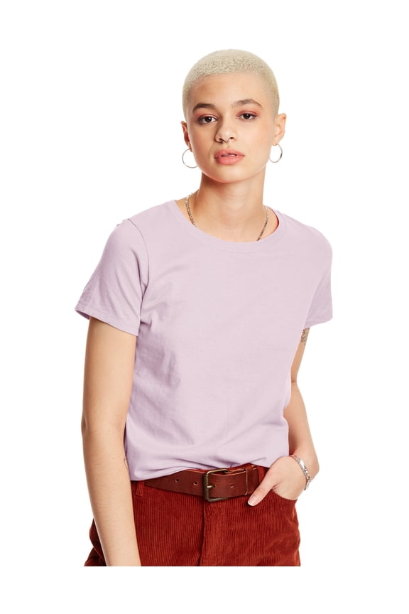 T-Shirt Womens Short Sleeve Crewneck  Relaxed Fit Jersey ComfortSoft  Cotton