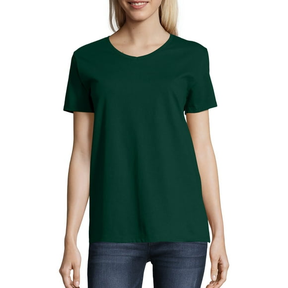 Hanes Women's Relaxed Fit Authentic Essentials Short Sleeve V-neck T-Shirt Sizes S-3XL