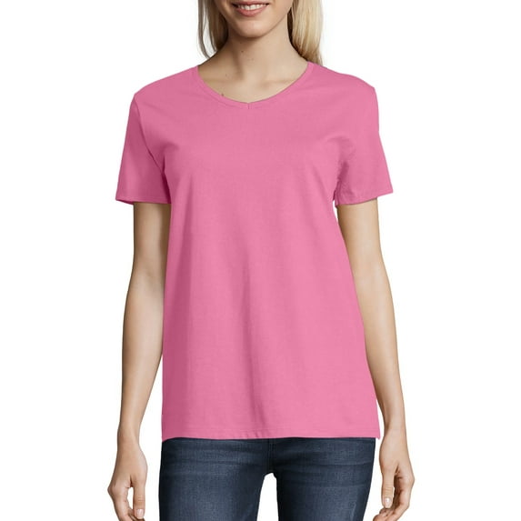 Hanes Women's Relaxed Fit Authentic Essentials Short Sleeve V-neck T-Shirt