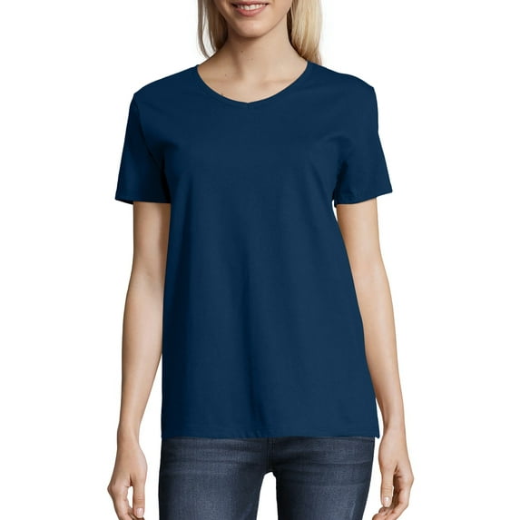 Hanes Women's Relaxed Fit Authentic Essentials Short Sleeve V-neck T-Shirt