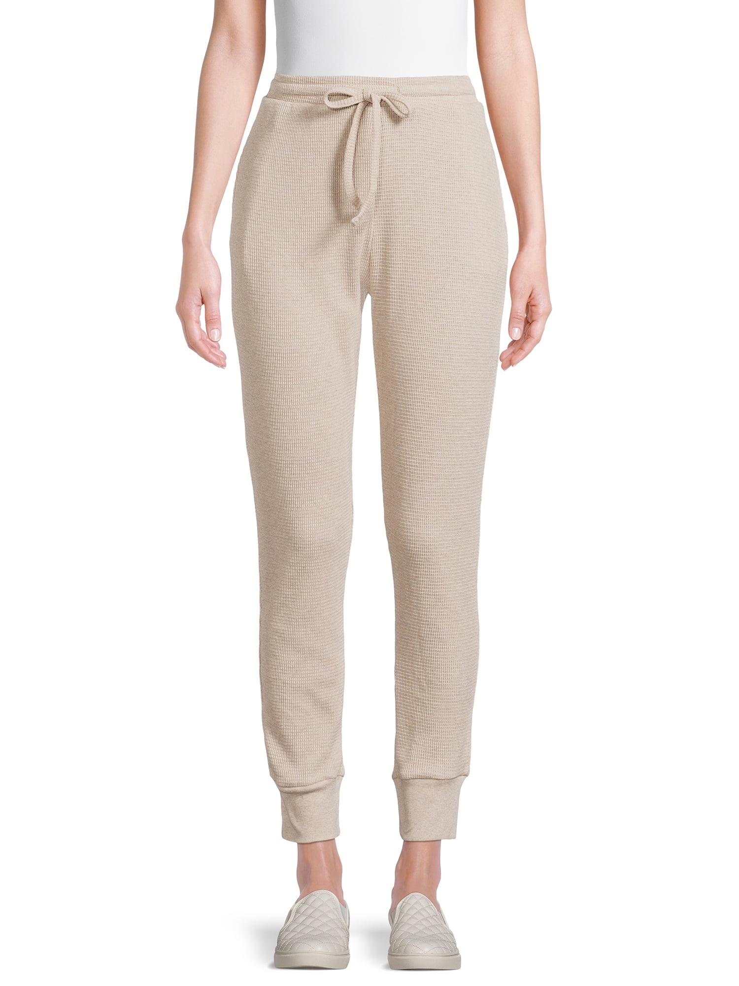 Hanes Women's Relaxed Fit Waffle Knit Thermal Jogger Pants 