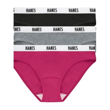 Hanes Women's Ribbed Cotton Bikini Underwear, 3-Pack