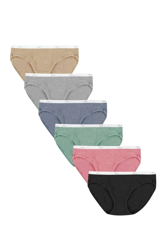 Women's Ribbed Hipster Underwear, 6-Pack Assorted 6