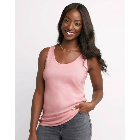 Hanes Women's Scoopneck Cotton Jersey Tank Paleo Pink XL