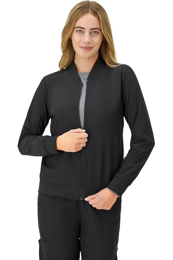 Women's Scrubs Bomber Jacket, Zip-Up Healthcare Scrub Jacket for Women, Moisture Wicking