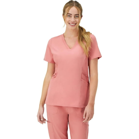Hanes Women's Scrubs Healthcare Top, Moisture-Wicking Stretch Scrub Shirts, Ribbed Side Panels
