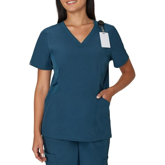 Hanes Women's Scrubs Healthcare Top, Moisture-Wicking Stretch Scrub Shirts, Ribbed Side Panels
