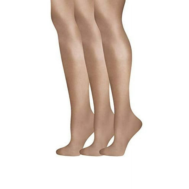 Hanes Women`s Set of 3 Silk Reflections Lasting Sheer Control Top Pantyhose EF, Little Color Pack of 3