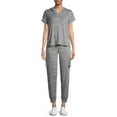 thumbnail image 1 of Hanes Women’s Short Sleeve Hoodie and Pajama Cargo Pant Set, 1 of 6