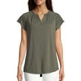 thumbnail image 1 of Hanes Women's Short-Sleeve Peasant Henley Tee, 1 of 5