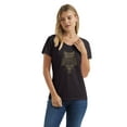 thumbnail image 1 of Hanes Women's V-Neck Graphic T-Shirt, Glitter Owl Whoot Whoo/Black L, 1 of 5