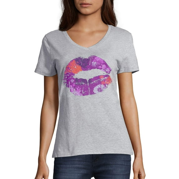 Hanes Women's Short-Sleeve V-Neck Graphic T-Shirt
