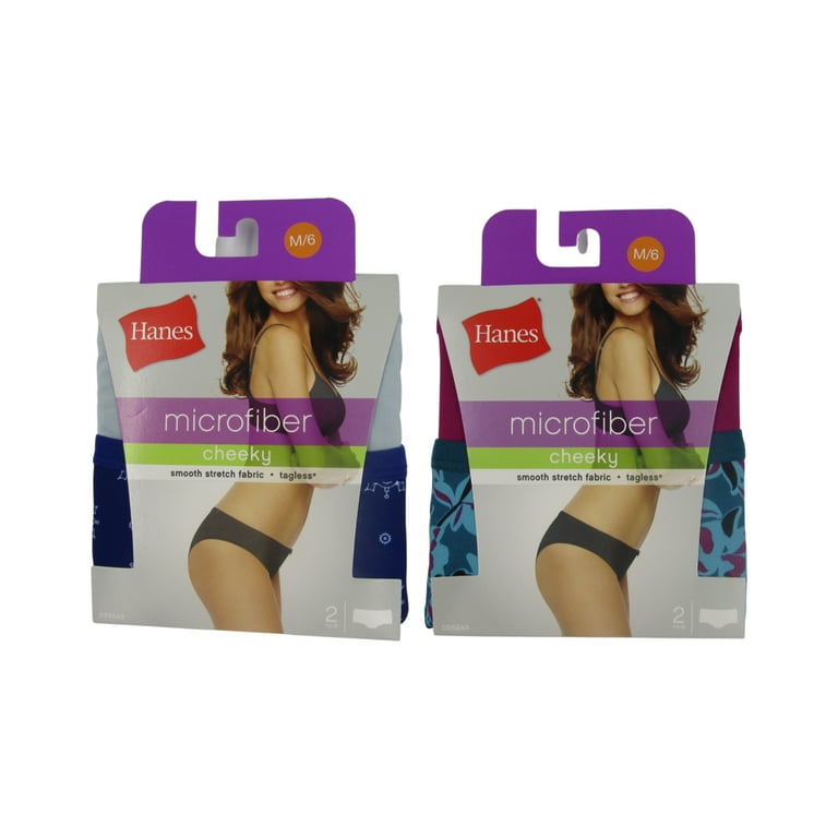 Hanes Women's Signature Smoothing Microfiber Bikini Cheeky Underwear,  4-Pack (M8-10) 