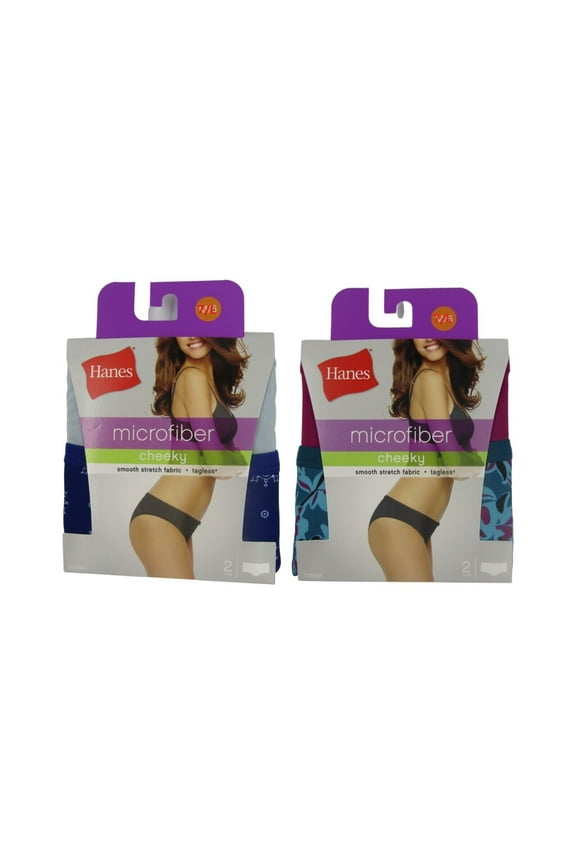 Women's Signature Smoothing Microfiber Bikini Cheeky Underwear, 4-Pack SIZE 7/L