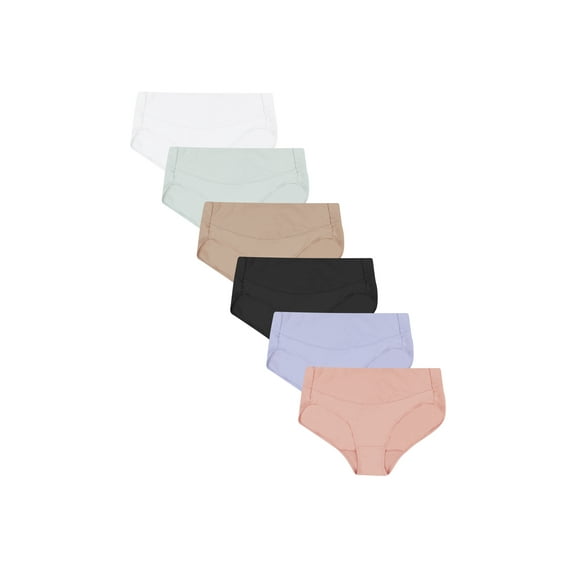 Hanes Women's Signature Smoothing Microfiber Hi-Cut Underwear, 6-Pack