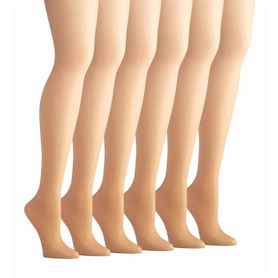 Hanes Women's Silk Reflections Silky Control Top Sheer Toe Pantyhose, 6 pairs