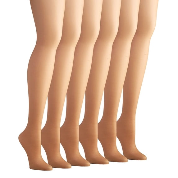 Hanes Women's Silk Reflections Silky Control Top Sheer Toe Pantyhose, 6 pairs