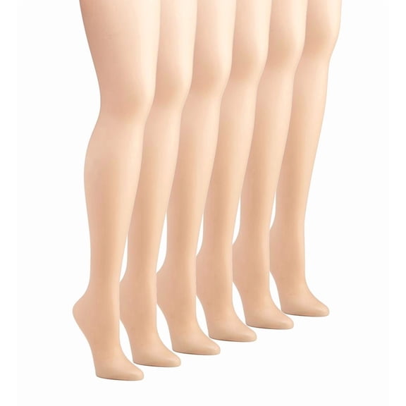 Hanes Women's Silk Reflections Silky Non-Control Top Pantyhose, 6 pairs