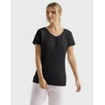 thumbnail image 1 of Hanes Women's Slub Jersey Shirred V-Neck T-Shirt Black 2XL, 1 of 5