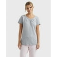 thumbnail image 1 of Hanes Women's Slub Jersey Shirred V-Neck T-Shirt Dada Grey Heather M, 1 of 10