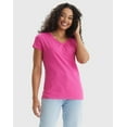Hanes Women's Lightweight 100% Cotton Slub Jersey V-Neck T-Shirt with ...