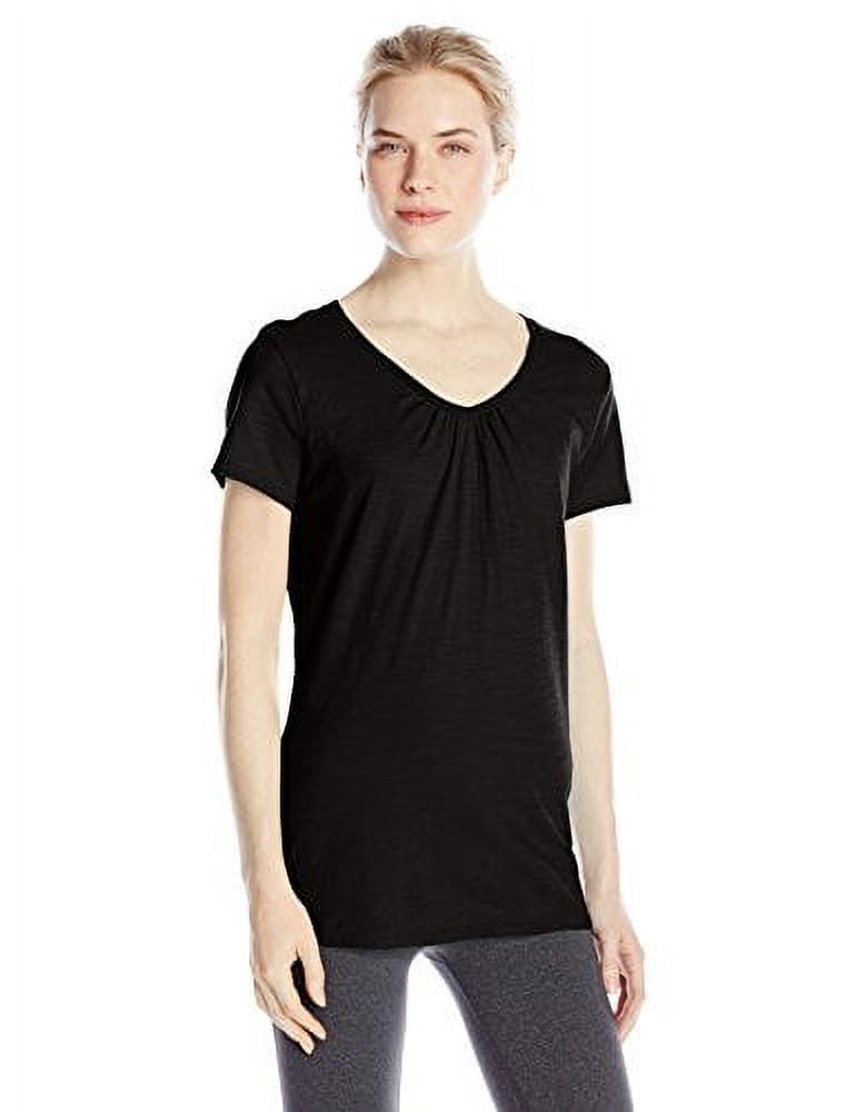 Hanes Women's Slub Jersey Shirred VNeck T Shirt