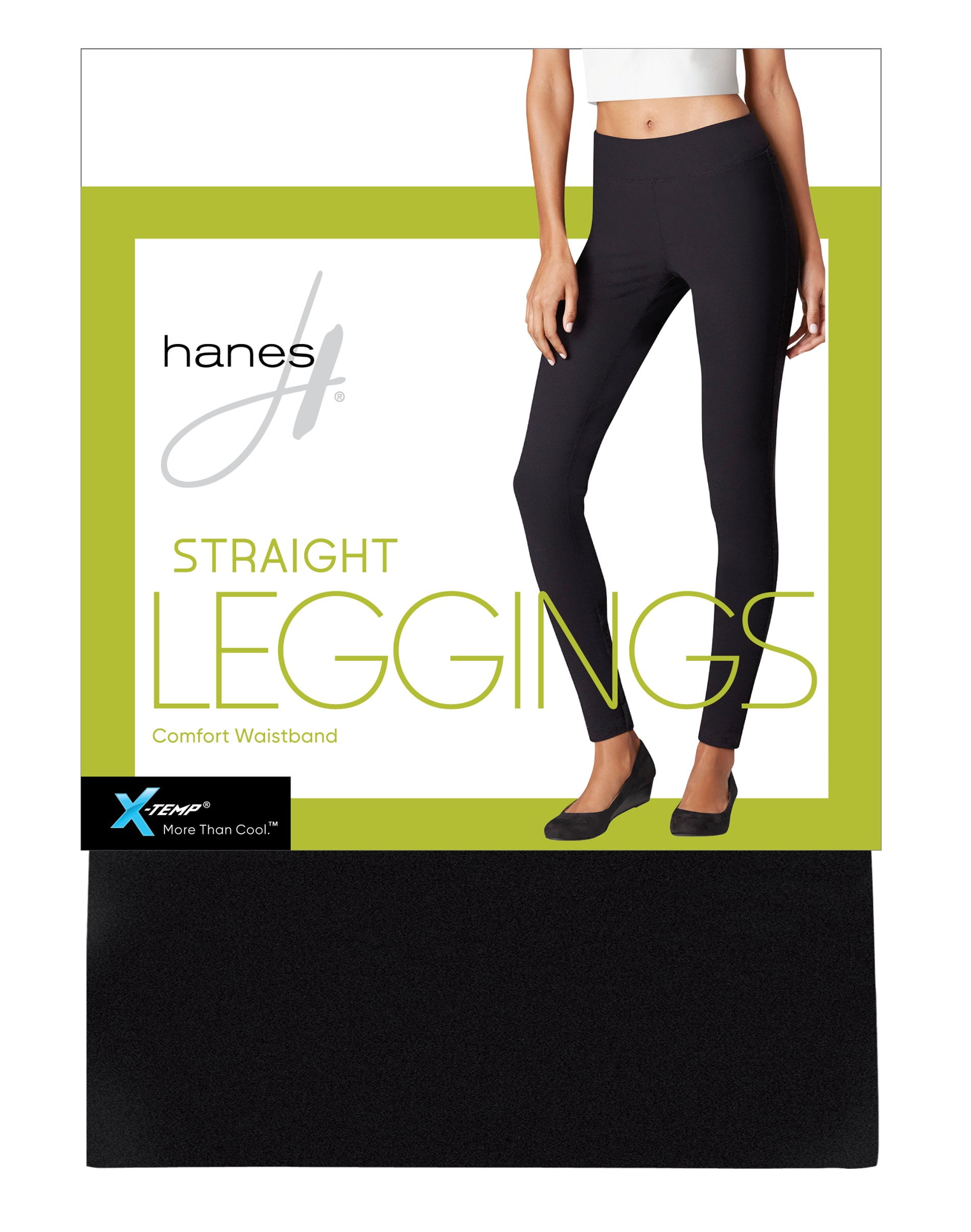 NEW Hanes Straight Leggings Comfort Waistband Size XL Black