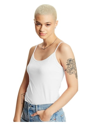 Hanes Women's Stretch Cotton Cami with Built-In Shelf Bra_Grey Heather_XL  at  Women's Clothing store