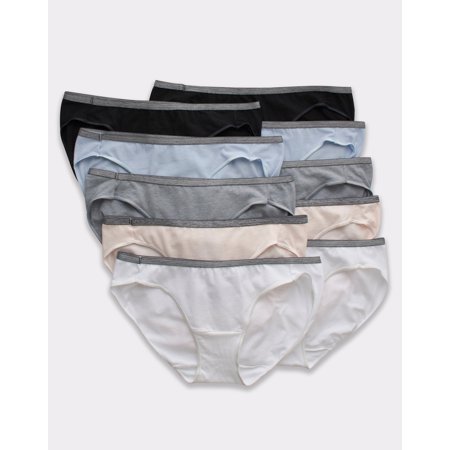Hanes Women's Stretch Cotton Bikini Underwear, Moisture-Wicking, 10-Pack Assorted 9