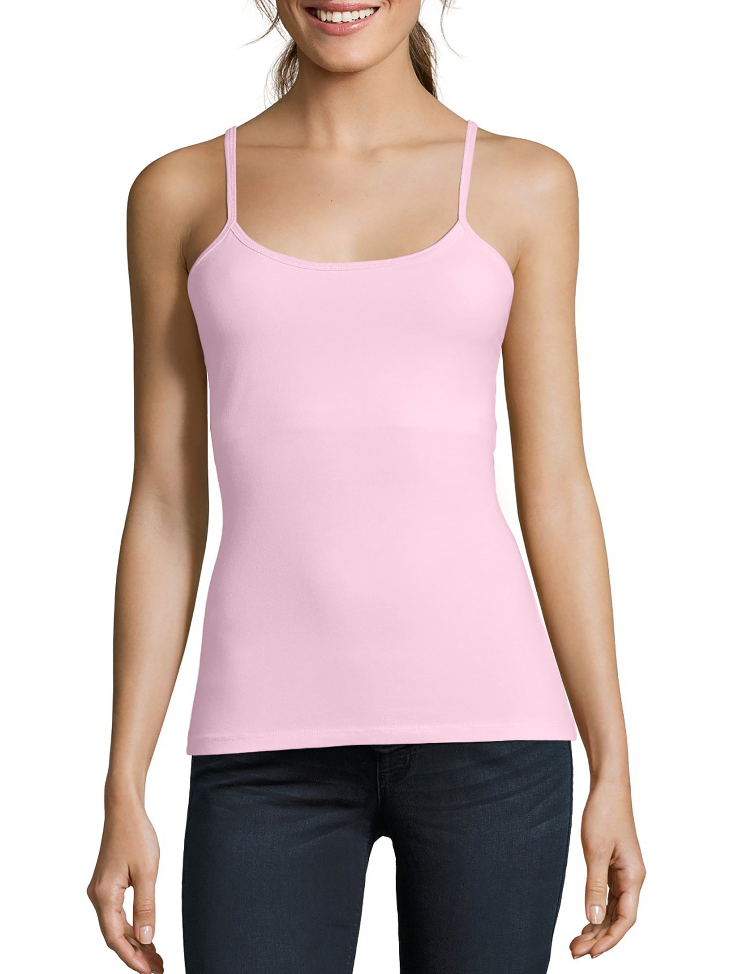 Hanes Women's Stretch Cotton Cami With Built-In Shelf Bra, Style O9342 