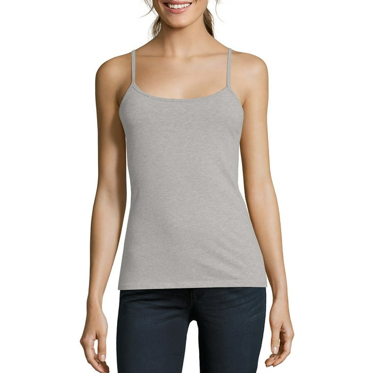 Hanes Women's Stretch Cotton Cami With Built-In Shelf Bra at  Women's  Clothing store