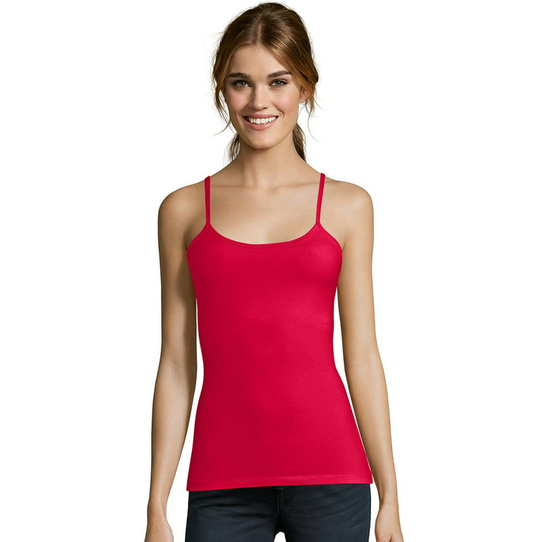 Hanes Women's Stretch Cotton Cami With Built-In Shelf Bra, Style O9342 